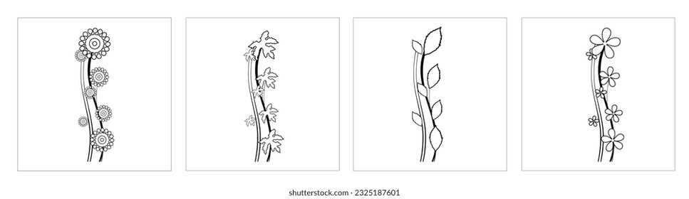 Vektorset von saisonalen Elementen der Natur, Frühling, Sommer, Herbst, Wintersymbole für 4Saisons-Designs