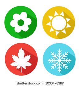 Vector Set of Seasons Icons. Winter, Spring, Summer, Autumn.