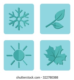 Vector Set of Seasons Icons. Winter, Spring, Summer, Autumn.