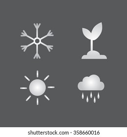 Vector Set of Seasons Icons. Winter, Spring, Summer, Autumn. Calendar icon, vector eps10 illustration. Vector illustration of seasons. Modern icons for your work: cover, poster, report, flyer, banner.
