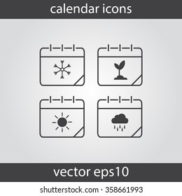 Vector Set of Seasons Icons. Winter, Spring, Summer, Autumn. Calendar icon, vector eps10 illustration. Vector illustration of seasons. Modern icons for your work: cover, poster, report, flyer, banner.