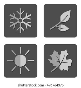 Vector Set of Seasons Icons. Winter, Spring, Summer, Autumn.