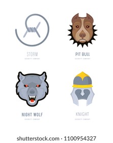 Vector set of security company logos, emblems and design elements. Colorful logotype templates and badges.