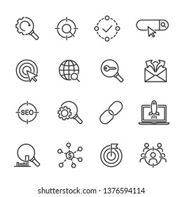 Vector Set Of SEO Line Icons.