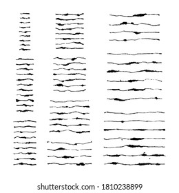 Vector set of seventy one hand created ink puddled art brushes. Easy to use. There are all of them on brushes panel.