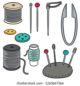vector set of sewing accessories