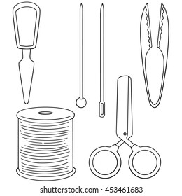 vector set of sewing accessories