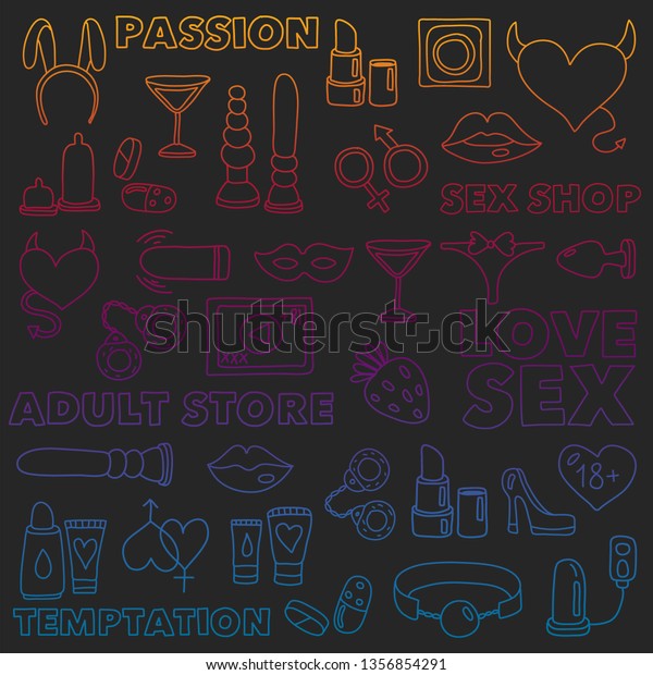 Vector Set Sex Shop Icons Erotic Stock Vector Royalty Free 1356854291 Shutterstock 8257