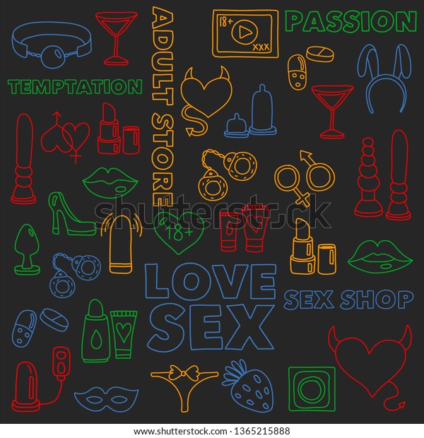 Vector Set Sex Shop Icons Erotic Stock Vector Royalty Free 1365215888 Shutterstock 6202