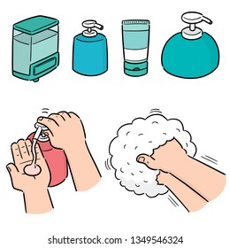 vector set of shampoo and liquid soap bottle