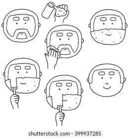 vector set of shaving steps