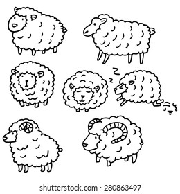 vector set of sheep