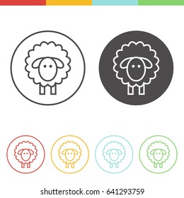 Vector set of sheep icons in thin line style