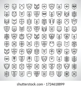vector set of shield icons line design