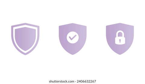 vector set of shield security protection lock modern gradient icon. cyber security concept gradient icon vector illustration.