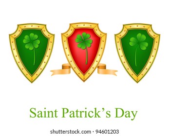 vector set of shields with clover, may be used as a Saint Patrick's Day backdrop