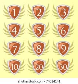 vector set of shields with numbers