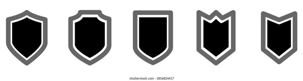 Vector set of shields. Shield icons in flat style isolated on white background. Vector illustration.