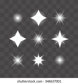 Vector set of shining stars, light effect, the stars glitter, star shines. Colorfull background. Vector Illustration