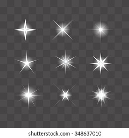 Vector set of shining stars, light effect, the stars glitter, star shines. Colorfull background. Vector Illustration