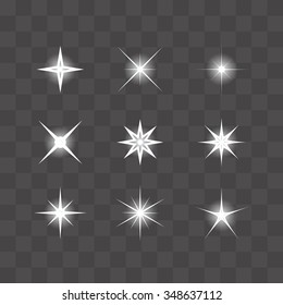 Vector set of shining stars, light effect, the stars glitter, star shines. Colorfull background. Vector Illustration