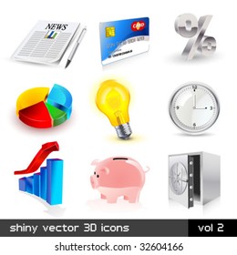 Vector set of shiny finace 3d icons. Visit my portfolio to see similar!