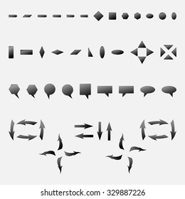 Vector set of shiny gray arrows