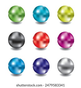 vector set of shiny pearls isolated on white background