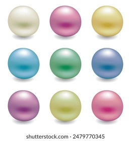 vector set of shiny pearls isolated on white background