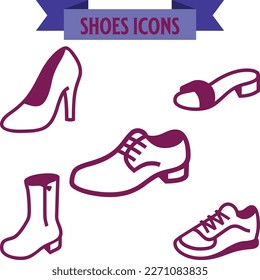 Vector set of shoes line icons.