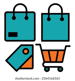 Vector Set of shopping accessories