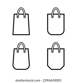 vector set of shopping bag glyph icons isolated on white background