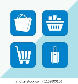 vector set. shopping bag, trolley, suitcase with wheels and basket illustration for web and graphic design