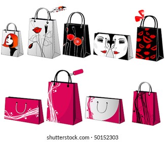 Vector set of shopping bags