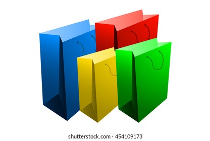 vector set of shopping bags, isolated set of shopping bags