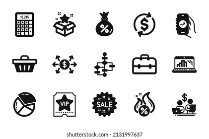 Vektorset aus Warenkorb, Hot Lending und Budget Buchhaltung Symbole einfach gesetzt. Billardkarte, Portfolio und Vip Ticketsymbole. Finanzapplikation, Dollarkurs und US-Börsenzeichen. Vektorgrafik