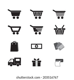 vector set shopping cart icon