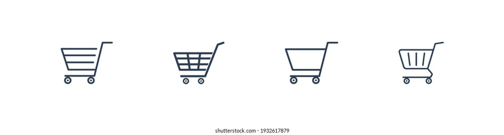 vector set of shopping cart icons on background
