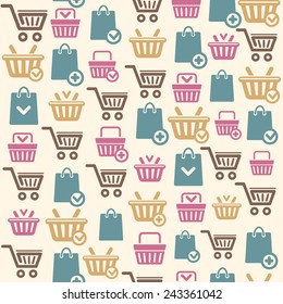 Vector Set of shopping cart icons pattern background
