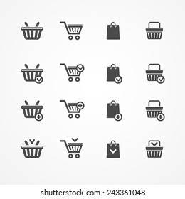 Vector Set of shopping cart icons on white