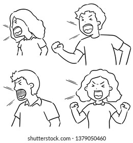 vector set of shouting people