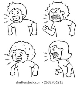 vector set of shouting people