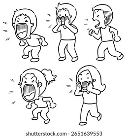 vector set of shouting people