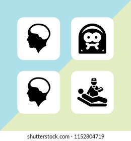 vector set. sick and brain inside human head illustration for web and graphic design