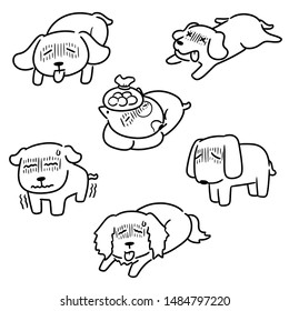 Vector Set Of Sick Dog Cartoon