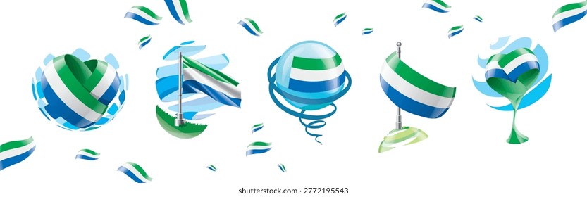 Vector set of the Sierra Leonean flag in various creative designs