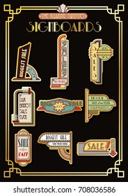 Vector Set of Signboards from the Roaring Twenties