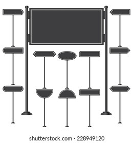 Vector set of signpost on isolated white background