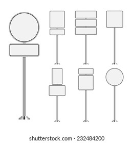 Vector set of signpost on isolated white background