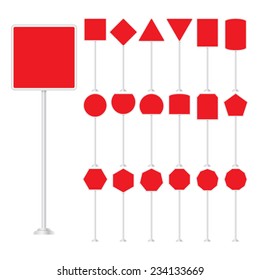 Vector set of signpost on isolated white background